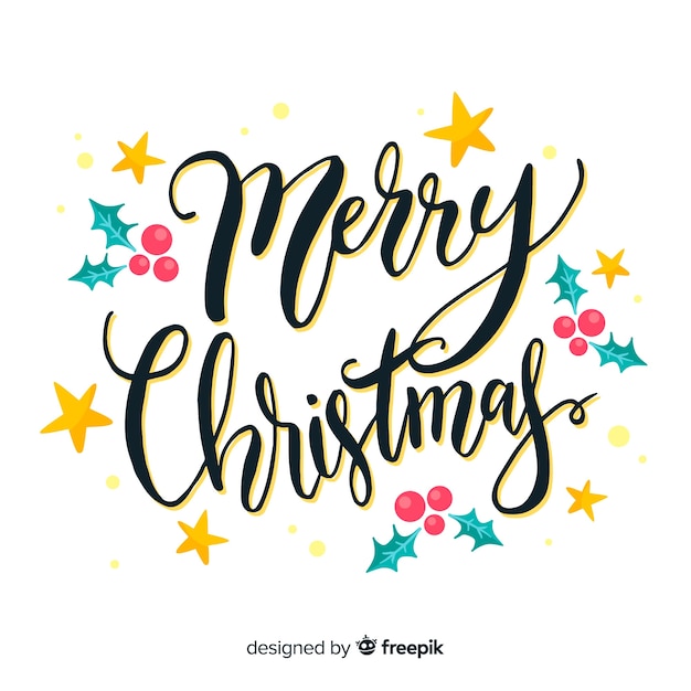 Free vector beautiful christmas concept with lettering
