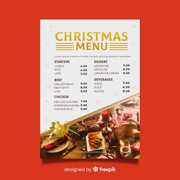 Beautiful christmas menu template