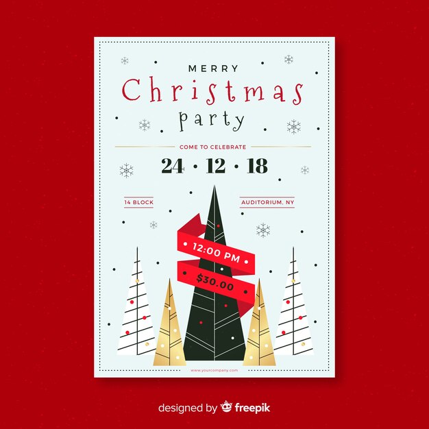 Beautiful christmas party poster template