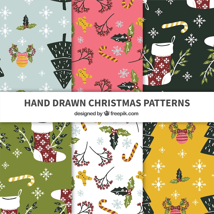 Free Vector beautiful christmas patterns