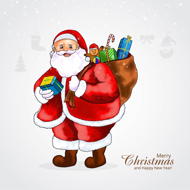 Free vector beautiful christmas santa claus holiday card background