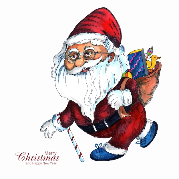 Beautiful christmas santa claus watercolor card background