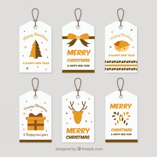 Free vector beautiful christmas tags pack