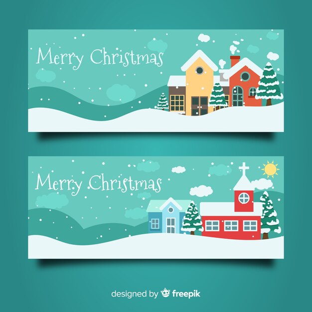 beautiful christmas town banners