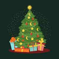 Free vector beautiful christmas tree in flat design