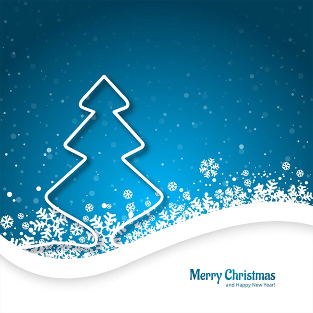 Beautiful christmas tree gritteng card blue background