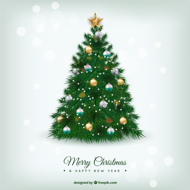 Beautiful christmas tree in realistic style