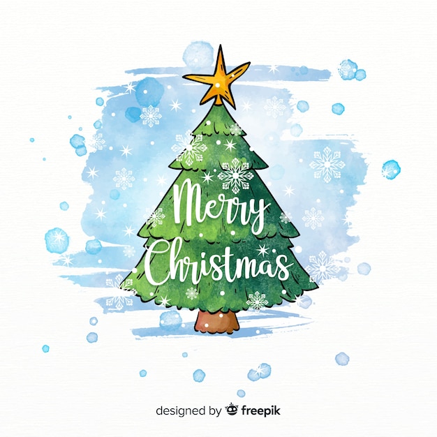 Beautiful christmas tree in watercolor style