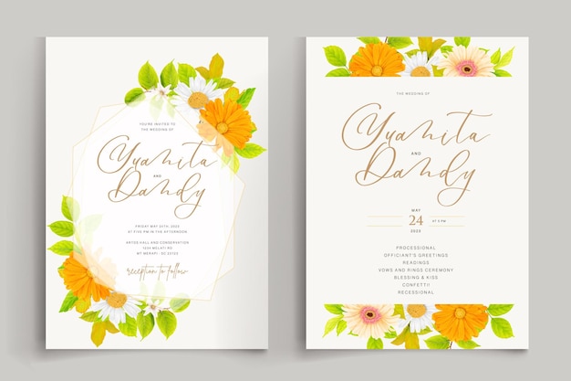 Free vector beautiful chrysanthemum and rose floral card set