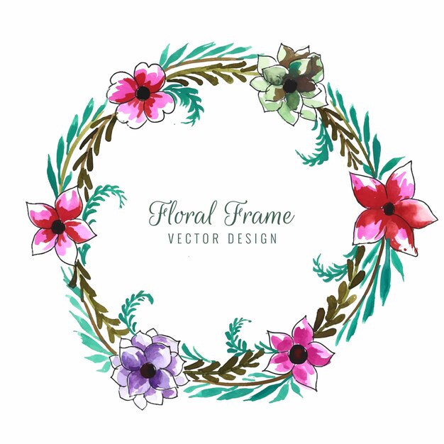 Beautiful circular floral frame card background