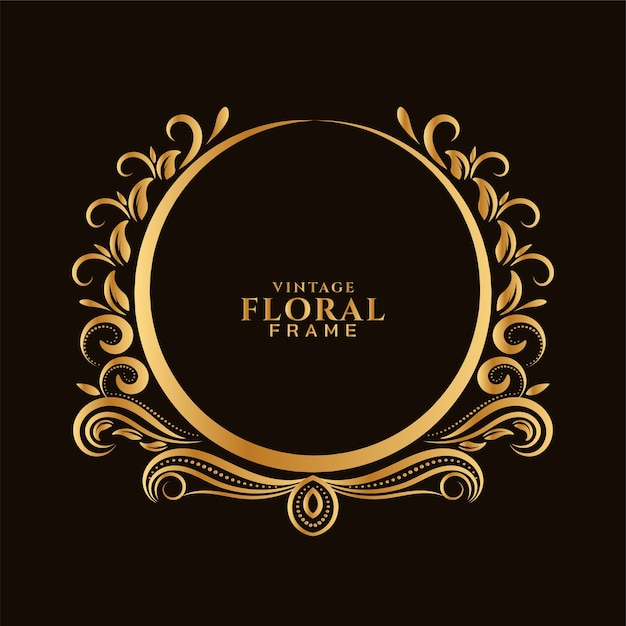 Beautiful circular golden floral frame design 