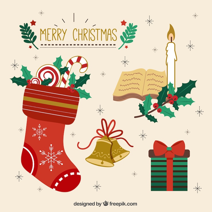 Free Vector beautiful collection of christmas decoration