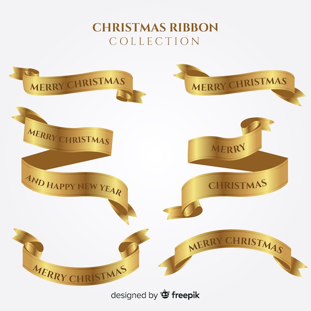 Free vector beautiful collection of christmas ribbons