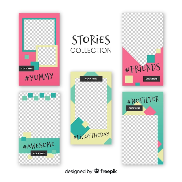 Free vector beautiful collection of instagram stories