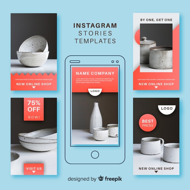 무료 벡터 instagram 이야기 템플릿의 아름다운 컬렉션