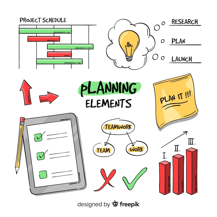 Free Vector beautiful collection of planning elements