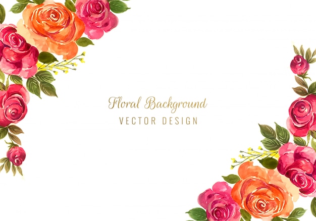 Beautiful colorful decorative wedding floral frame background