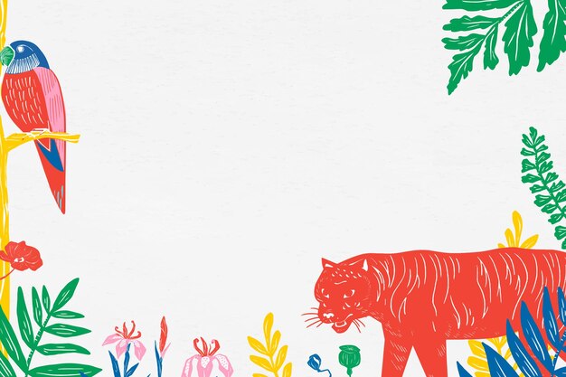 Beautiful and colorful illustration of wild animals