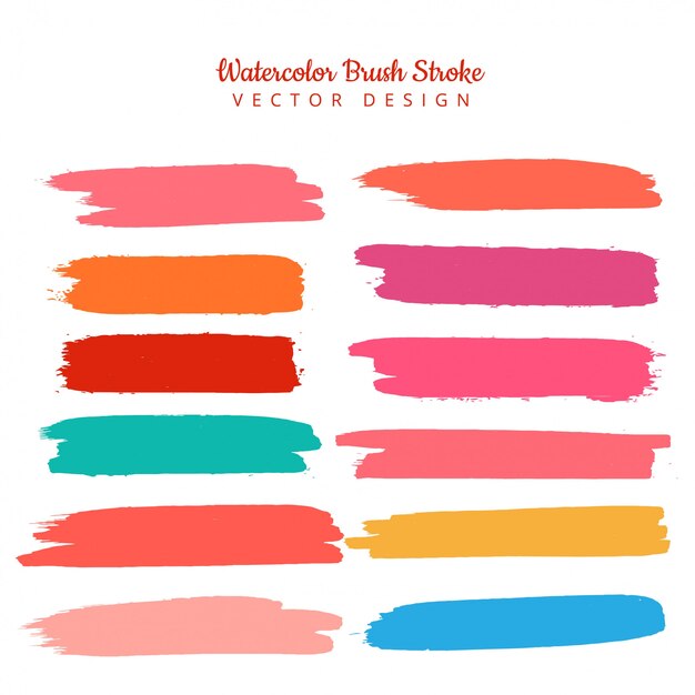 Beautiful colorful watercolor stroke set design vector