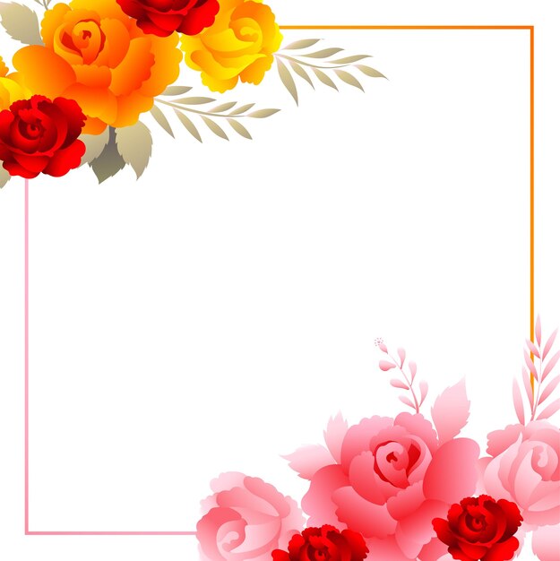 美しい構図カラフルな花のフレームカードの背景