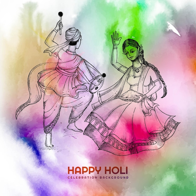 Happy Holi drawing with pencil/ Holi drawing Radhakrishna easy/ - YouTube