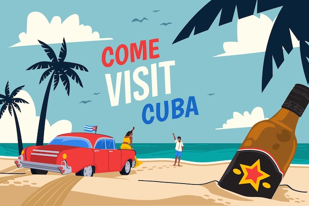 beautiful cuba destination illustration