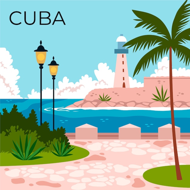 Free vector beautiful cuba destination illustration