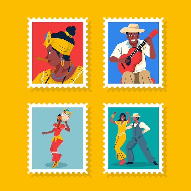 Beautiful cuba destination stamps