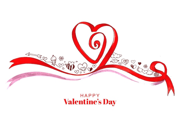 Красивая закрученная лента в форме сердца на фоне дня святого валентина