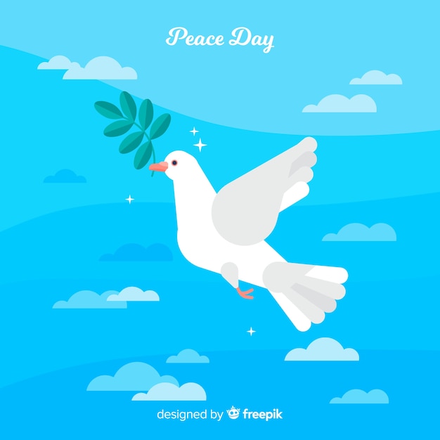 Free vector beautiful day of peace background with pigeon