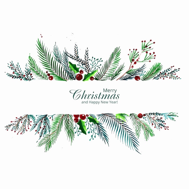美しい装飾的なクリスマスの葉のホリデーカードのデザイン