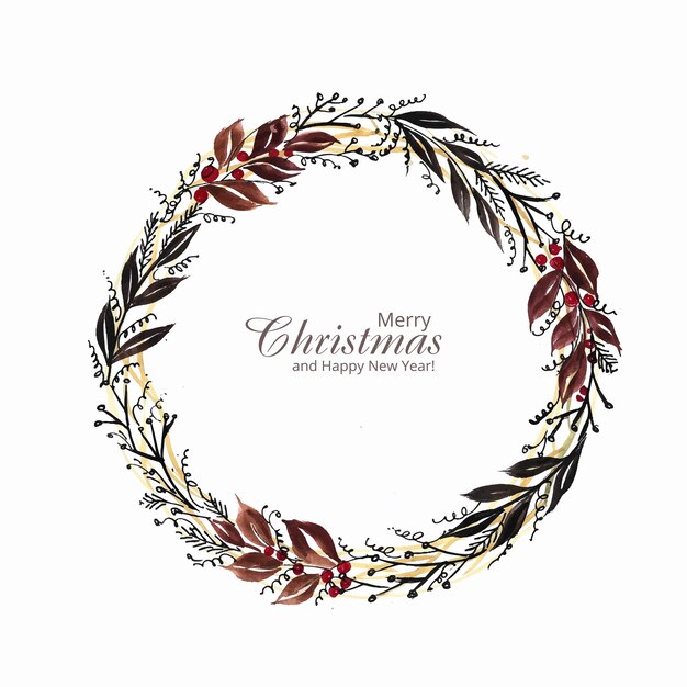 Beautiful decorative christmas wreath holiday card background