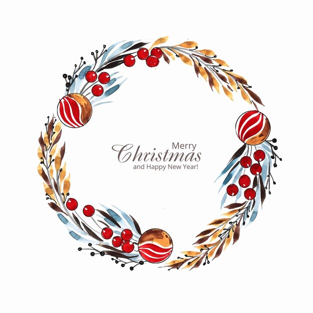Beautiful decorative christmas wreath holiday card background