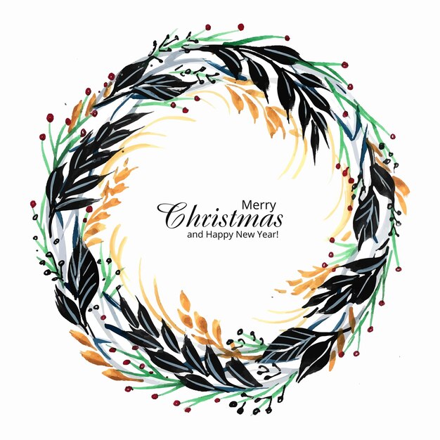 Beautiful decorative christmas wreath holiday card background