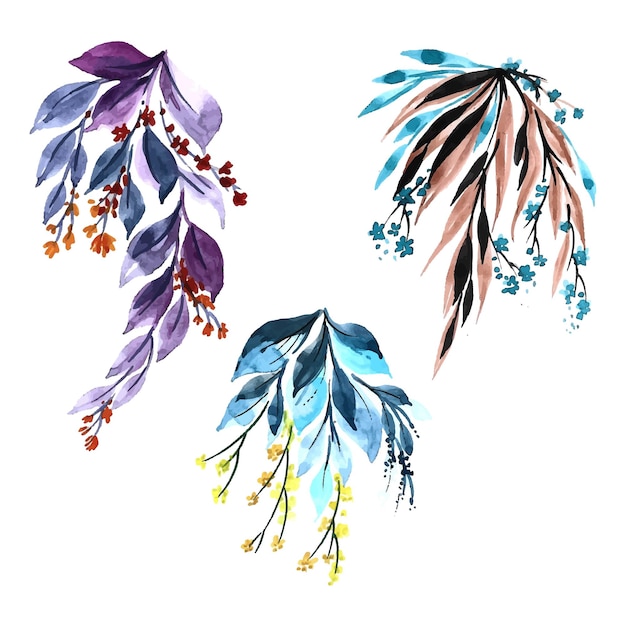 Free vector beautiful decorative colorful leaf set design