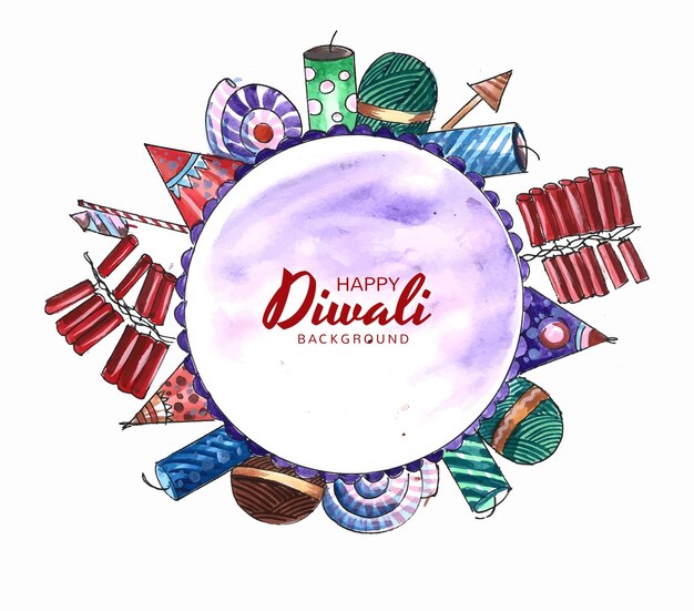 Beautiful decorative diwali crackers celebration card design