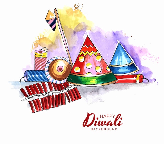 Beautiful decorative diwali crackers celebration card design