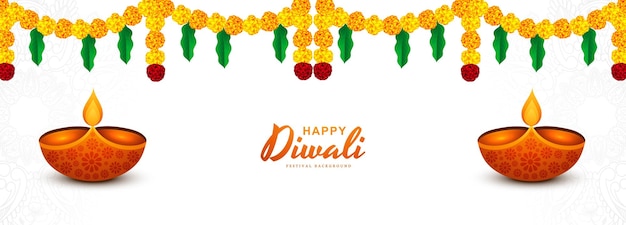 Beautiful decorative diwali festival banner design