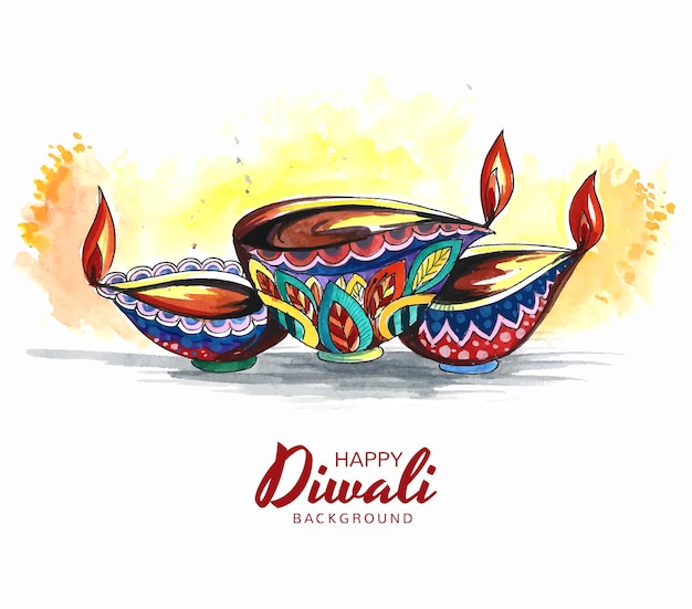 Beautiful decorative diya oil lamp celebration colorful background