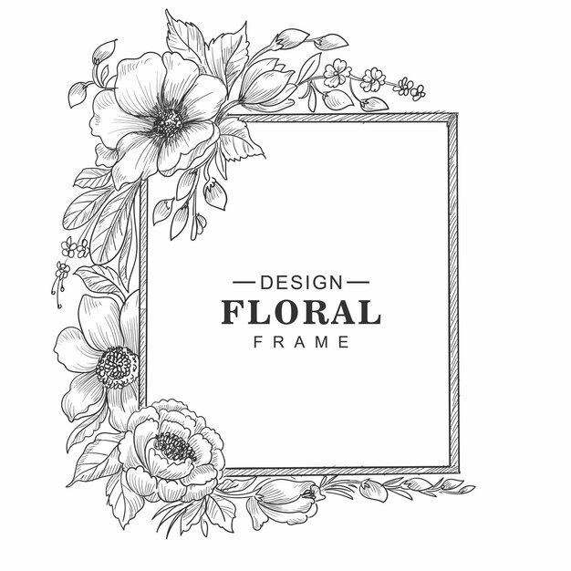 Beautiful decorative floral frame sketch background