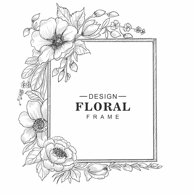 Beautiful decorative floral frame sketch background