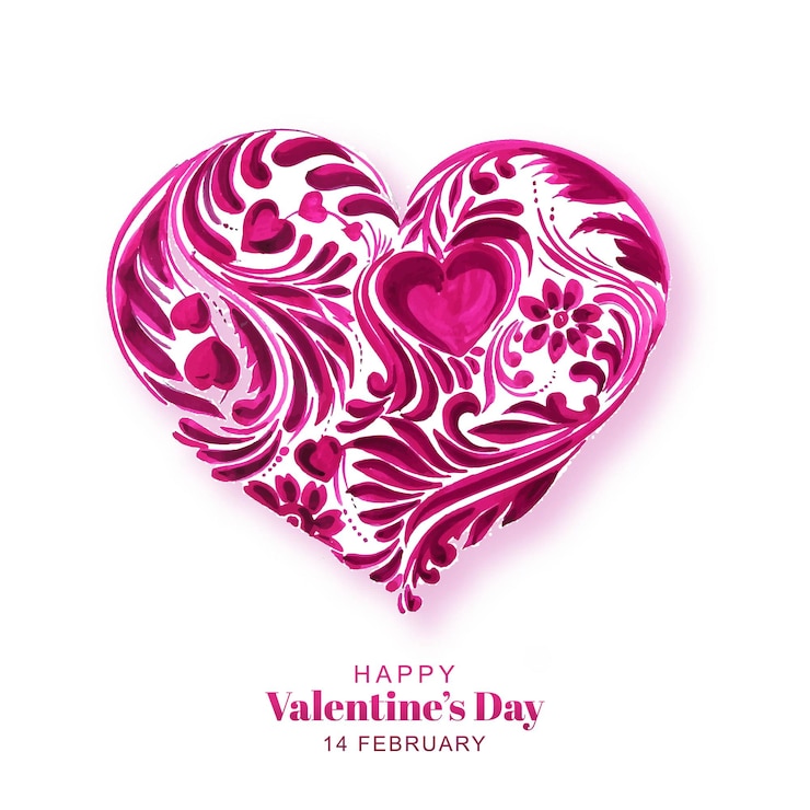 Free Vector beautiful decorative floral heart shape valentines day card background
