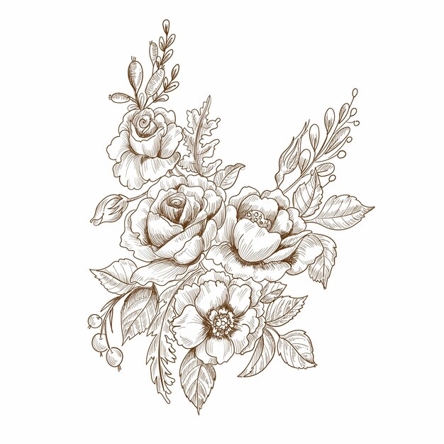 Beautiful decorative floral sketch