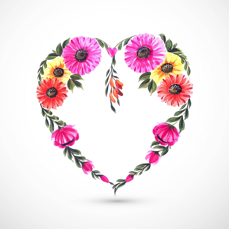 मुफ़्त वेक्टर beautiful decorative flower heart card