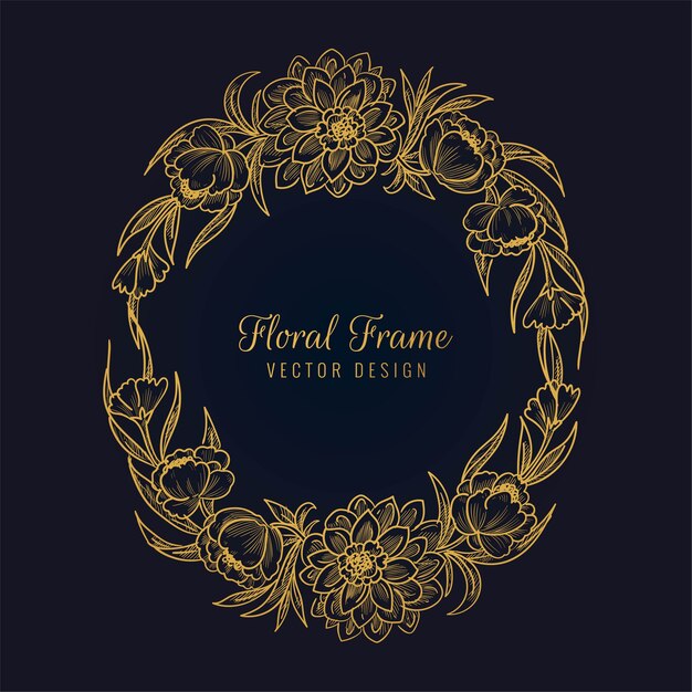 Beautiful decorative golden floral frame