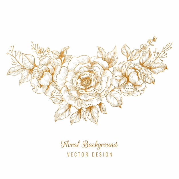 Beautiful decorative golden floral sketch