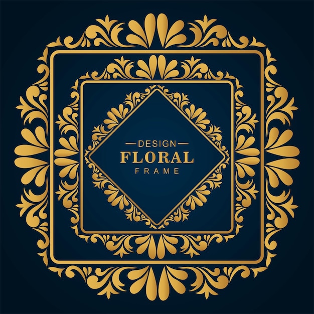 Free vector beautiful decorative golden luxury artistic floral frame design