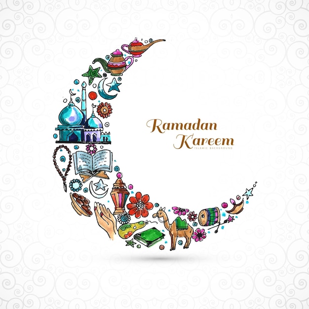 Free vector beautiful decorative moon ramadan kareem background