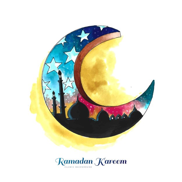 Free vector beautiful decorative moon ramadan kareem background