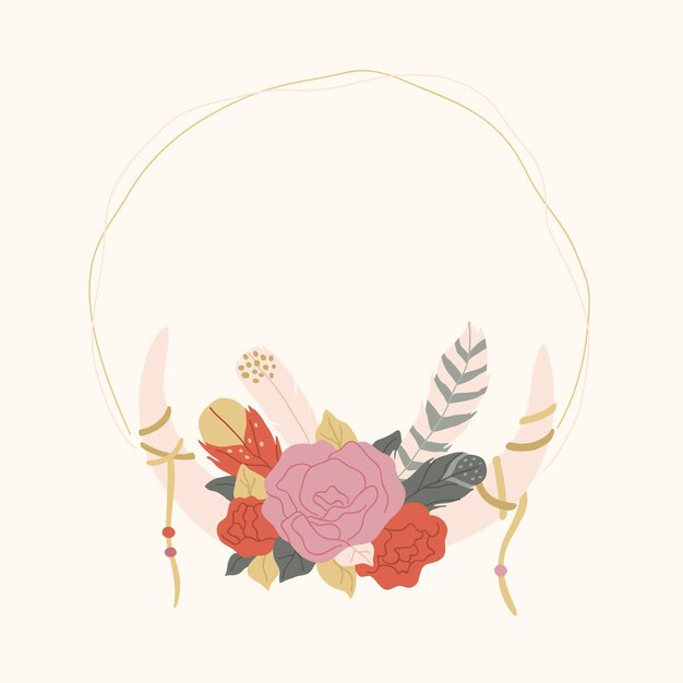 Free vector beautiful detailed boho frame